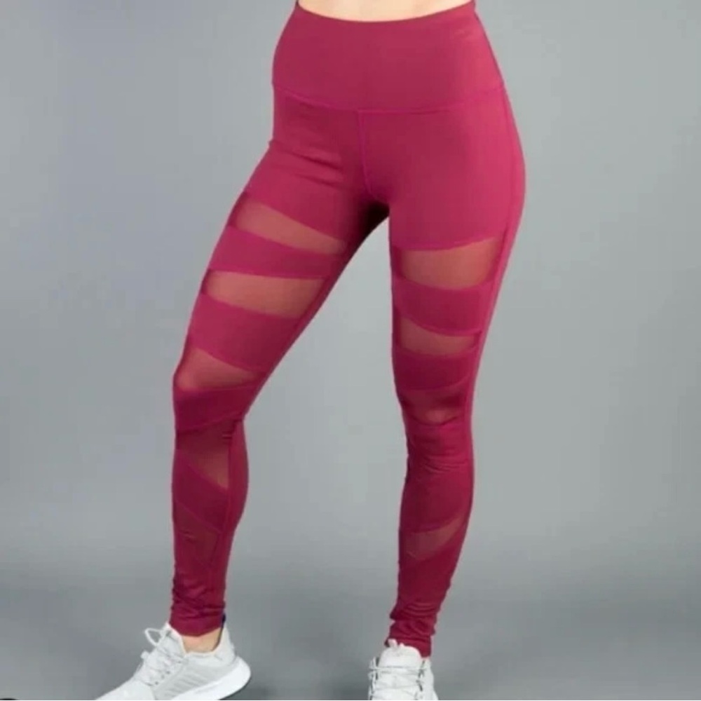 Women’s BuffBunny Anastasia Merlot Mesh Cut Out High Waist Leggings Size Medium